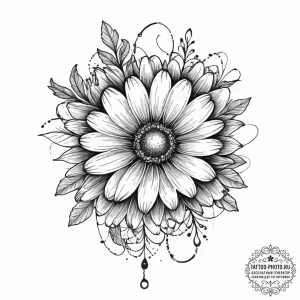 Tattoo sketch daisy chain, ink illustration f... - эскиз тату (№1757162113_0, 06.09.2025 12:35) — tattoo-photo.ru