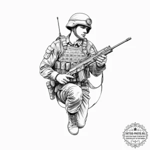 Tattoo sketch soldier with a needle, ink illu... - эскиз тату (№1757163105_0, 06.09.2025 12:51) — tattoo-photo.ru