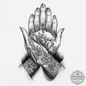 Tattoo sketch praying hands, tattoo flash she... - эскиз тату (№1757164518_0, 06.09.2025 13:15) — tattoo-photo.ru