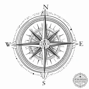 Tattoo sketch compass, concept art for tattoo... - эскиз тату (№1757165108_0, 06.09.2025 13:25) — tattoo-photo.ru