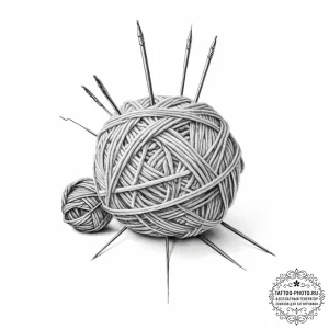 Tattoo sketch knitting yarn ball and needles - эскиз тату (№1757165500_0, 06.09.2025 13:31) — tattoo-photo.ru