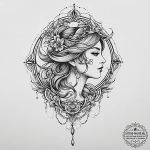 Tattoo sketch oasis, tattoo line art, soft wh... - эскиз тату (№1757167873_0, 06.09.2025 14:11) — tattoo-photo.ru