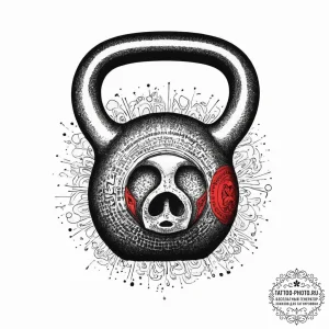 Tattoo sketch gym kettlebell with a quote, in... - эскиз тату (№1757169653_0, 06.09.2025 14:40) — tattoo-photo.ru