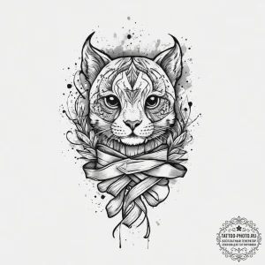Tattoo sketch череп с лентой, tattoo drawing... - эскиз тату (№1757170047_0, 06.09.2025 14:47) — tattoo-photo.ru