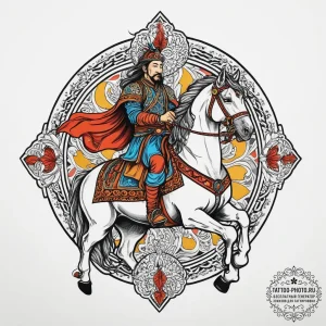 Tattoo sketch genghis khan on a horse, tattoo... - эскиз тату (№1757174813_0, 06.09.2025 16:06) — tattoo-photo.ru