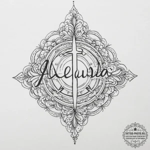 Tattoo sketch alleluia lettering, ink illustr... - эскиз тату (№1757179579_0, 06.09.2025 17:26) — tattoo-photo.ru