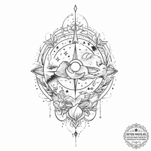 Tattoo sketch cosmic tale - эскиз тату (№1757180390_0, 06.09.2025 17:39) — tattoo-photo.ru