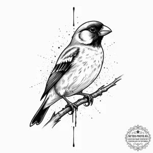 Tattoo sketch puns a finch that says "i'm a f... - эскиз тату (№1757182616_0, 06.09.2025 18:16) — tattoo-photo.ru