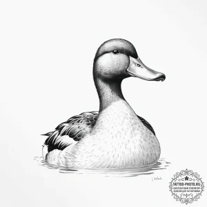 Tattoo sketch puns a duck that says "i'm a du... - эскиз тату (№1757188614_0, 06.09.2025 19:56) — tattoo-photo.ru