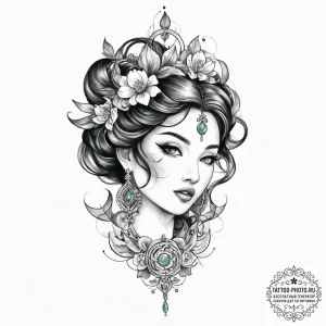 Tattoo sketch jade - эскиз тату (№1757189209_0, 06.09.2025 20:06) — tattoo-photo.ru