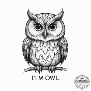 Tattoo sketch puns a owl that says "i'm a owl... - эскиз тату (№1757190214_0, 06.09.2025 20:23) — tattoo-photo.ru