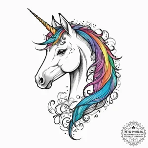 Tattoo sketch unicorn with rainbow, tattoo sk... - эскиз тату (№1757197441_0, 06.09.2025 22:24) — tattoo-photo.ru