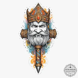 Tattoo sketch dwarven king hammer, concept ar... - эскиз тату (№1757197837_0, 06.09.2025 22:30) — tattoo-photo.ru