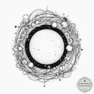 Tattoo sketch cosmic sphere, tattoo line art,... - эскиз тату (№1757199249_0, 06.09.2025 22:54) — tattoo-photo.ru