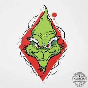 Tattoo sketch the grinch with a horn, tattoo... - эскиз тату (№1757199448_0, 06.09.2025 22:57) — tattoo-photo.ru