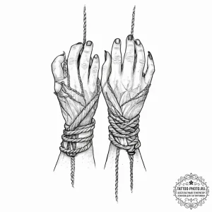 Tattoo sketch hands with a rope, artistic tat... - эскиз тату (№1757200836_0, 06.09.2025 23:20) — tattoo-photo.ru