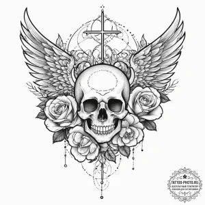 Tattoo sketch узор в виде черепа с крыльями,... - эскиз тату (№1757201432_0, 06.09.2025 23:30) — tattoo-photo.ru