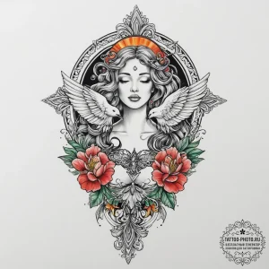 Tattoo sketch aphrodite with a dove, concept... - эскиз тату (№1757202023_0, 06.09.2025 23:40) — tattoo-photo.ru