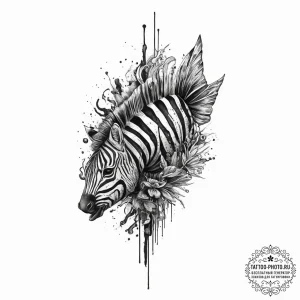 Tattoo sketch zebra pleco, concept art for ta... - эскиз тату (№1757203612_0, 07.09.2025 00:06) — tattoo-photo.ru