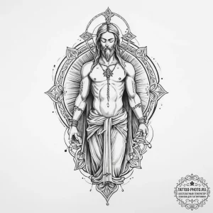 Tattoo sketch religious figure - эскиз тату (№1757204213_0, 07.09.2025 00:16) — tattoo-photo.ru