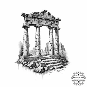 Tattoo sketch ancient ruins - эскиз тату (№1757205224_0, 07.09.2025 00:33) — tattoo-photo.ru