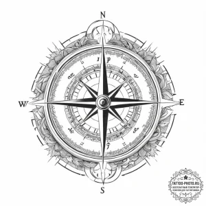 Tattoo sketch pilot compass and map - эскиз тату (№1757208808_0, 07.09.2025 01:33) — tattoo-photo.ru