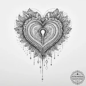 Tattoo sketch old key with a heart, tattoo li... - эскиз тату (№1757209810_0, 07.09.2025 01:50) — tattoo-photo.ru