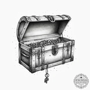 Tattoo sketch treasure chest key, tattoo draw... - эскиз тату (№1757211005_0, 07.09.2025 02:10) — tattoo-photo.ru
