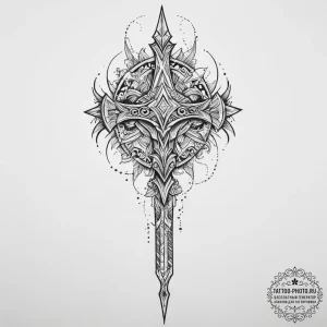 Tattoo sketch odin's spear gungnir, tattoo li... - эскиз тату (№1757211617_0, 07.09.2025 02:20) — tattoo-photo.ru