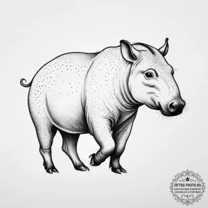 Tattoo sketch tapir, ink illustration for tat... - эскиз тату (№1757212640_0, 07.09.2025 02:37) — tattoo-photo.ru