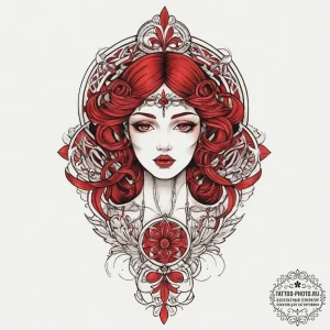Tattoo sketch red, tattoo flash sheet design,... - эскиз тату (№1757215416_0, 07.09.2025 03:23) — tattoo-photo.ru