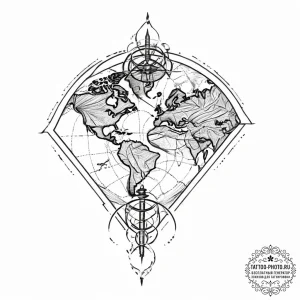 Tattoo sketch map, tattoo sketch design, sepi... - эскиз тату (№1757215618_0, 07.09.2025 03:26) — tattoo-photo.ru