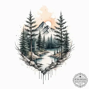 Tattoo sketch forest, concept art for tattoo,... - эскиз тату (№1757218395_0, 07.09.2025 04:13) — tattoo-photo.ru