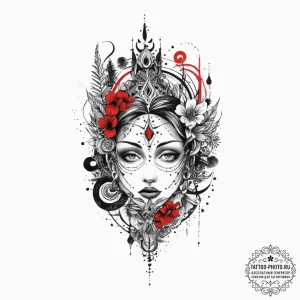 Tattoo sketch spiritual history, ink illustra... - эскиз тату (№1757237642_0, 07.09.2025 09:34) — tattoo-photo.ru