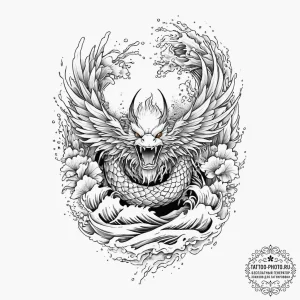 Tattoo sketch biker eagle with a flag, ink il... - эскиз тату (№1757238432_0, 07.09.2025 09:47) — tattoo-photo.ru