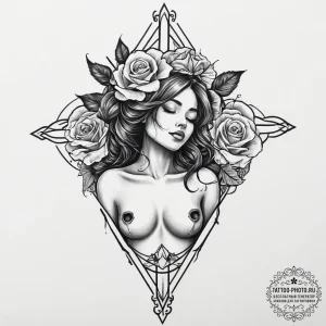 Tattoo sketch nymph dancing, ink illustration... - эскиз тату (№1757239034_0, 07.09.2025 09:57) — tattoo-photo.ru
