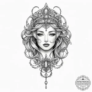 Tattoo sketch divine origin, concept art for... - эскиз тату (№1757239433_0, 07.09.2025 10:03) — tattoo-photo.ru