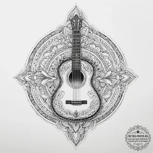 Tattoo sketch coco guitar, tattoo sketch desi... - эскиз тату (№1757240422_0, 07.09.2025 10:20) — tattoo-photo.ru