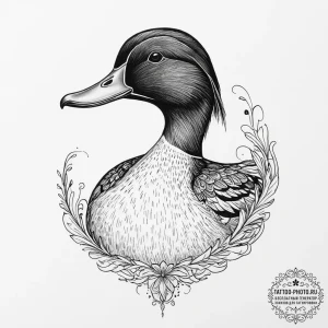 Tattoo sketch wood duck, tattoo line art, on... - эскиз тату (№1757242404_0, 07.09.2025 10:53) — tattoo-photo.ru