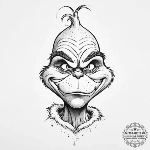 Tattoo sketch the grinch with a dog, tattoo s... - эскиз тату (№1757244187_0, 07.09.2025 11:23) — tattoo-photo.ru