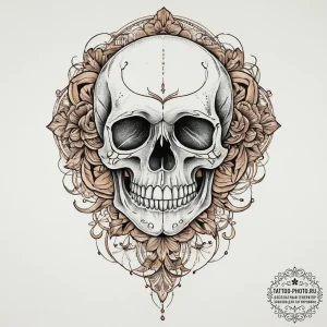 Tattoo sketch skull, tattoo line art, clean l... - эскиз тату (№1757244390_0, 07.09.2025 11:26) — tattoo-photo.ru
