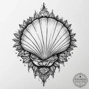 Tattoo sketch bikini with a shell, concept ar... - эскиз тату (№1757244787_0, 07.09.2025 11:33) — tattoo-photo.ru