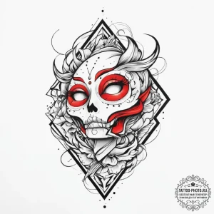Tattoo sketch череп с надписью, tattoo flash... - эскиз тату (№1757244983_0, 07.09.2025 11:36) — tattoo-photo.ru