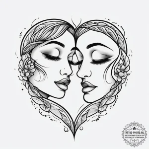 Tattoo sketch abstract lines forming a kiss,... - эскиз тату (№1757245184_0, 07.09.2025 11:39) — tattoo-photo.ru