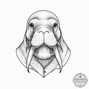 Tattoo sketch puns a walrus that says "i'm a... - эскиз тату (№1757245386_0, 07.09.2025 11:43) — tattoo-photo.ru