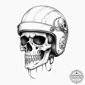 Tattoo sketch biker skull with a helmet, tatt... - эскиз тату (№1757256545_0, 07.09.2025 14:49) — tattoo-photo.ru