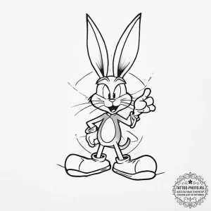 Tattoo sketch bugs bunny with marvin the mart... - эскиз тату (№1757259134_0, 07.09.2025 15:32) — tattoo-photo.ru