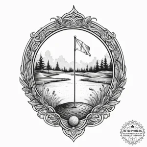 Tattoo sketch golf hole with a flag, concept... - эскиз тату (№1757263267_0, 07.09.2025 16:41) — tattoo-photo.ru