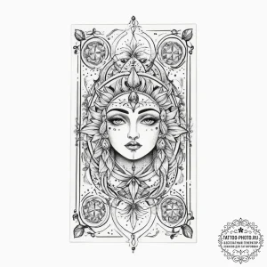 Tattoo sketch tarot card strength, tattoo lin... - эскиз тату (№1757263662_0, 07.09.2025 16:47) — tattoo-photo.ru