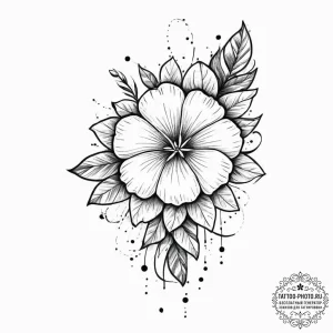 Tattoo sketch periwinkle flower, ink illustra... - эскиз тату (№1757265256_0, 07.09.2025 17:14) — tattoo-photo.ru